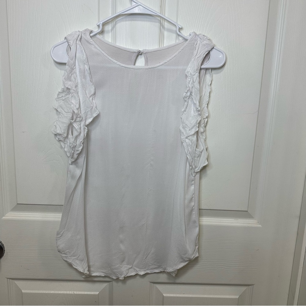 White Ruffled Sleeve Blouse